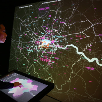 London Data Streams - a live social media map of London by Tekja at the Big Bang Data exhibition