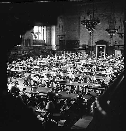 NYPL Reading-Room. Image by photographer Walker Evans 1949. Source: BookPatrol.net
